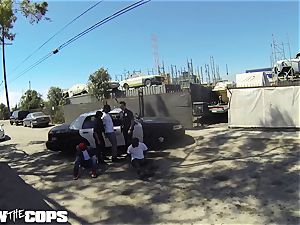 tear up the Cops - white lady cop torn up by 3 BBCs