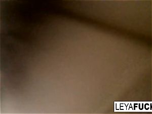 Leya Falcon uses the bathtub shower head on her backside
